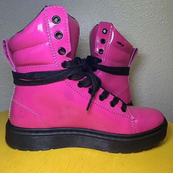 Dr Martens Hot Pink Mix Lamper Boots High Top Women's US 7 Patent Leather Docs - Picture 15 of 16